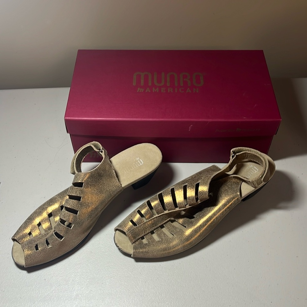 Munro Metallic Gold Cutout Heels